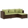 Set muebles de jardín 4 piezas y cojines ratán sintético marrón de , Conjuntos de jardín - Ref: Foro24-3308054, Precio: 274,9...