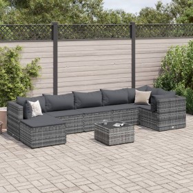 Set de muebles de jardín 8 pzas y cojines ratán sintético gris de , Conjuntos de jardín - Ref: Foro24-3308234, Precio: 532,97...
