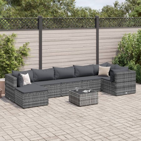 Set de muebles de jardín 8 pzas y cojines ratán sintético gris de , Conjuntos de jardín - Ref: Foro24-3308234, Precio: 532,97...