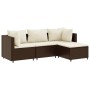 Set muebles de jardín 4 piezas y cojines ratán sintético marrón de , Conjuntos de jardín - Ref: Foro24-3308049, Precio: 292,6...