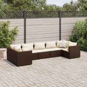 Set muebles de jardín 7 piezas y cojines ratán sintético marrón de , Conjuntos de jardín - Ref: Foro24-3308257, Precio: 512,4...