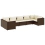 Set muebles de jardín 7 piezas y cojines ratán sintético marrón de , Conjuntos de jardín - Ref: Foro24-3308257, Precio: 512,4...