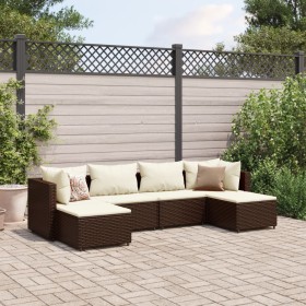 Set muebles de jardín 6 piezas y cojines ratán sintético marrón de , Conjuntos de jardín - Ref: Foro24-3308241, Precio: 357,3...