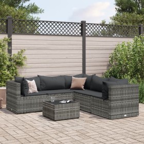 Set de muebles de jardín 6 pzas y cojines ratán sintético gris de , Conjuntos de jardín - Ref: Foro24-3308130, Precio: 422,16...