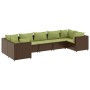 Set muebles de jardín 7 piezas y cojines ratán sintético marrón de , Conjuntos de jardín - Ref: Foro24-3308262, Precio: 545,0...