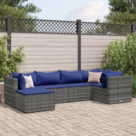 Set de muebles de jardín 6 pzas y cojines ratán sintético gris de , Conjuntos de jardín - Ref: Foro24-3308215, Precio: 381,34...