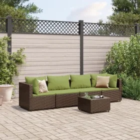 Set muebles de jardín 5 piezas y cojines ratán sintético marrón de , Conjuntos de jardín - Ref: Foro24-3308014, Precio: 356,4...