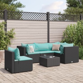 Set muebles de jardín 6 piezas y cojines ratán sintético negro de , Conjuntos de jardín - Ref: Foro24-3308164, Precio: 445,34...