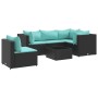 Set muebles de jardín 6 piezas y cojines ratán sintético negro de , Conjuntos de jardín - Ref: Foro24-3308164, Precio: 445,34...