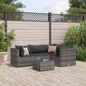 Set de muebles de jardín 5 pzas y cojines ratán sintético gris de , Conjuntos de jardín - Ref: Foro24-3308082, Precio: 344,25...