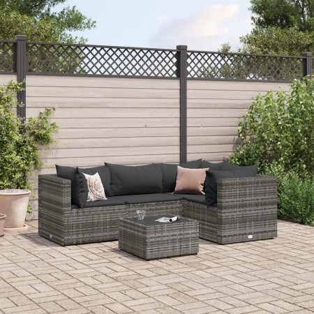 Set de muebles de jardín 5 pzas y cojines ratán sintético gris de , Conjuntos de jardín - Ref: Foro24-3308082, Precio: 344,25...