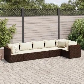 Set muebles de jardín 6 piezas y cojines ratán sintético marrón de , Conjuntos de jardín - Ref: Foro24-3308105, Precio: 468,7...
