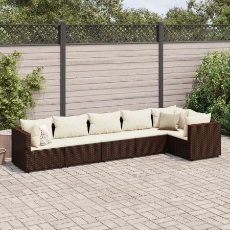 Set muebles de jardín 6 piezas y cojines ratán sintético marrón de , Conjuntos de jardín - Ref: Foro24-3308105, Precio: 508,0...