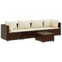 Set muebles de jardín 5 piezas y cojines ratán sintético marrón de , Conjuntos de jardín - Ref: Foro24-3308009, Precio: 311,6...