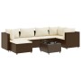 Set muebles de jardín 7 piezas y cojines ratán sintético marrón de , Conjuntos de jardín - Ref: Foro24-3308217, Precio: 526,1...