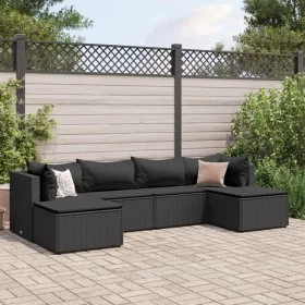 Set muebles de jardín 6 piezas y cojines ratán sintético negro de , Conjuntos de jardín - Ref: Foro24-3308243, Precio: 416,85...