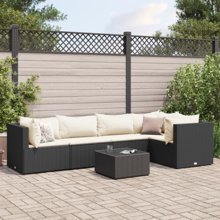 Set muebles de jardín 6 piezas y cojines ratán sintético negro de , Conjuntos de jardín - Ref: Foro24-3308096, Precio: 454,09...