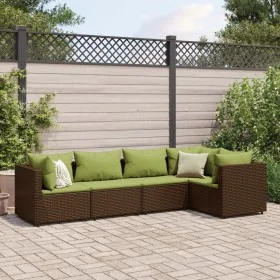 Set muebles de jardín 5 piezas y cojines ratán sintético marrón de , Conjuntos de jardín - Ref: Foro24-3308094, Precio: 423,3...