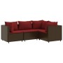 Set muebles de jardín 4 piezas y cojines ratán sintético marrón de , Conjuntos de jardín - Ref: Foro24-3308077, Precio: 314,9...
