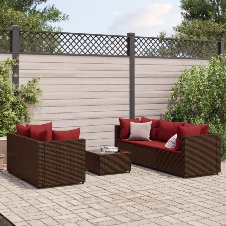 Set muebles de jardín 6 piezas y cojines ratán sintético marrón de , Conjuntos de jardín - Ref: Foro24-3308021, Precio: 408,8...