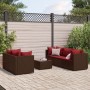 Set muebles de jardín 6 piezas y cojines ratán sintético marrón de , Conjuntos de jardín - Ref: Foro24-3308021, Precio: 408,8...
