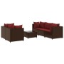 Set muebles de jardín 6 piezas y cojines ratán sintético marrón de , Conjuntos de jardín - Ref: Foro24-3308021, Precio: 408,8...