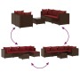 Set muebles de jardín 6 piezas y cojines ratán sintético marrón de , Conjuntos de jardín - Ref: Foro24-3308021, Precio: 408,8...