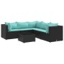 Set muebles de jardín 6 piezas y cojines ratán sintético negro de , Conjuntos de jardín - Ref: Foro24-3308132, Precio: 445,34...