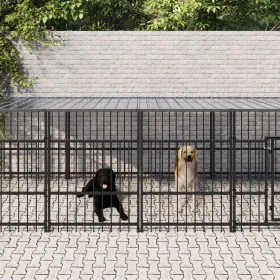 Perrera de exterior con tejado acero 11,26 m² de , Casetas y cercados para perros - Ref: Foro24-3124611, Precio: 988,46 €, De...