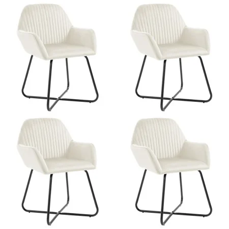 Esszimmerstühle, 4 Stück, cremefarbenes Samtgewebe. von , Essstühle - Ref: Foro24-277013, Preis: 436,14 €, Rabatt: %