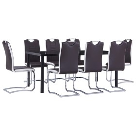 Juego de comedor 9 piezas cuero sintético marrón de , muebles para cocinas y comedores - Ref: Foro24-3053117, Precio: 784,76 ...