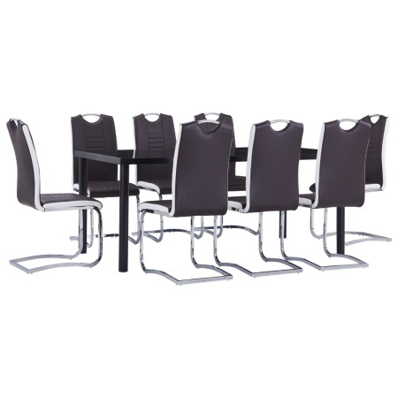 Juego de comedor 9 piezas cuero sintético marrón de , muebles para cocinas y comedores - Ref: Foro24-3053117, Precio: 784,76 ...