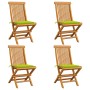 Sillas de jardín 4 uds con cojines verde brillante madera teca de , Sillas de jardín - Ref: Foro24-3062579, Precio: 259,99 €,...