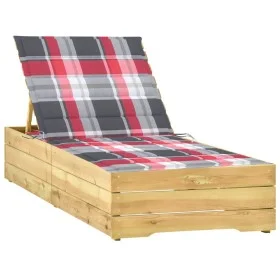 Tumbona con cojín estampado de cuadros madera pino impregnada de , Tumbonas - Ref: Foro24-3065922, Precio: 158,99 €, Descuent...