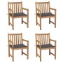 Sillas de jardín 4 uds madera de teca y cojines gris antracita de , Sillas de jardín - Ref: Foro24-3073004, Precio: 615,45 €,...