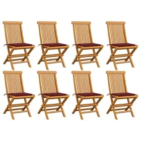 Garden chairs 8 units solid teak with burgundy cushions by , Garden chairs - Ref: Foro24-3072926, Price: 485,33 €, Discount: %