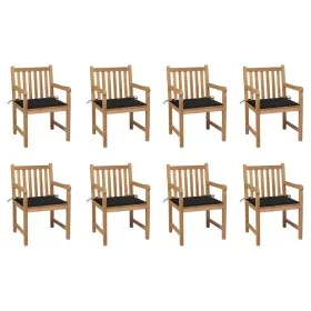 Sillas de jardín 8 uds madera maciza de teca cojines negro de , Sillas de jardín - Ref: Foro24-3073065, Precio: 1,00 €, Descu...