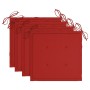Sillas de jardín 4 uds madera maciza de teca con cojines rojos de , Sillas de jardín - Ref: Foro24-3073010, Precio: 627,57 €,...