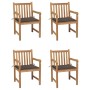 Sillas de jardín 4 uds madera de teca con cojines gris taupe de , Sillas de jardín - Ref: Foro24-3073012, Precio: 615,38 €, D...