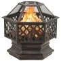 Brasero rústico con atizador acero XXL 62x54x56 cm de vidaXL, Chimeneas - Ref: Foro24-311887, Precio: 143,49 €, Descuento: %