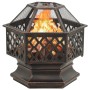 Brasero rústico con atizador acero XXL 62x54x56 cm de vidaXL, Chimeneas - Ref: Foro24-311887, Precio: 153,15 €, Descuento: %