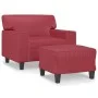 Sillón con taburete cuero sintético rojo tinto 60 cm de , Sofás - Ref: Foro24-3201162, Precio: 236,03 €, Descuento: %