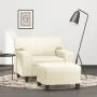 Sillón con taburete cuero sintético color crema 60 cm de , Sofás - Ref: Foro24-3201160, Precio: 197,18 €, Descuento: %