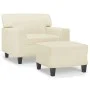 Sillón con taburete cuero sintético color crema 60 cm de , Sofás - Ref: Foro24-3201160, Precio: 197,18 €, Descuento: %