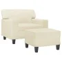 Sillón con taburete cuero sintético color crema 60 cm de , Sofás - Ref: Foro24-3201160, Precio: 197,18 €, Descuento: %