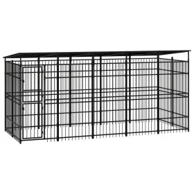 Outdoor dog kennel with a steel roof 9.22 m² by , Dog kennels and fences - Ref: Foro24-3097968, Price: 1,00 €, Discount: %