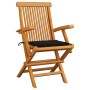 Sillas de jardín 2 uds madera maciza de teca con cojines negros de , Sillas de jardín - Ref: Foro24-3062494, Precio: 203,49 €...