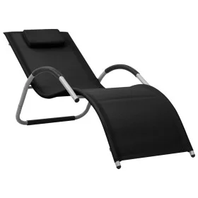 Tumbona de textilene negro y gris de vidaXL, Tumbonas - Ref: Foro24-310513, Precio: 77,17 €, Descuento: %