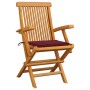 Sillas de jardín 2 uds madera teca con cojines rojo tinto de , Sillas de jardín - Ref: Foro24-3062496, Precio: 203,72 €, Desc...