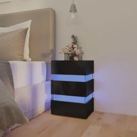 LED nightstand made of black glossy engineered wood, measuring 45x35x67 cm. by , Nightstands - Ref: Foro24-326847, Price: 99,...